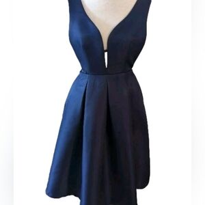 Lulu's V-neck Party Dress Navy Blue Sleeveless XS